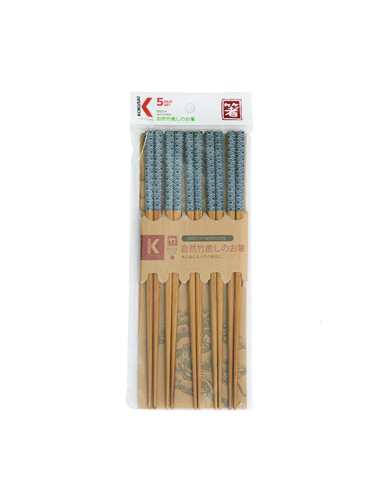 Đũa gỗ Nhật Bản vỉ 5 đôi Kokusai 23.5cm NDCK- 23A