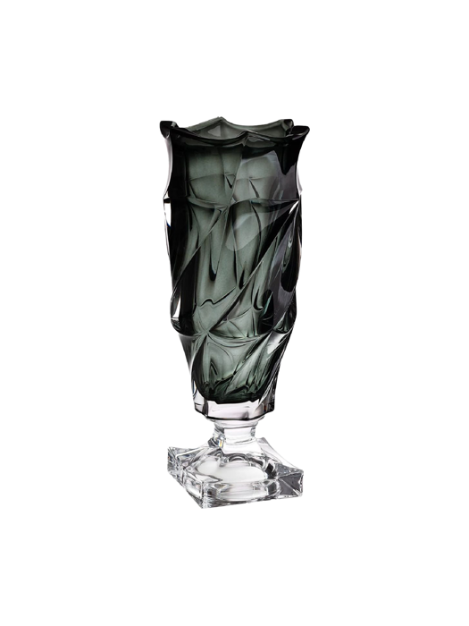 Bình hoa pha lê có chân Flamenco màu xám khói Bohemia 380mm - 593128