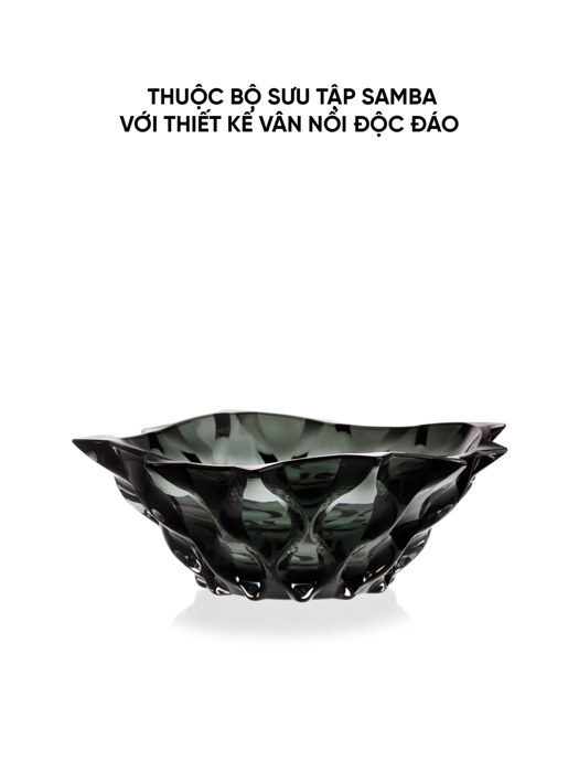 Khay pha lê Samba màu xám khói Bohemia 305mm