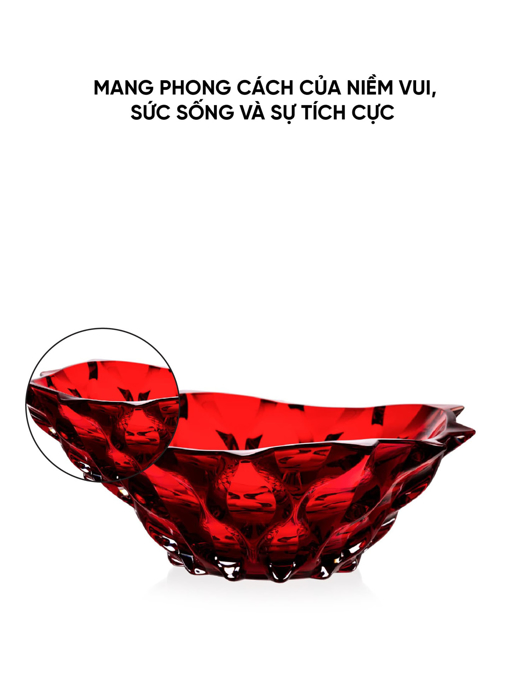 Khay pha lê Samba màu đỏ Bohemia 305mm