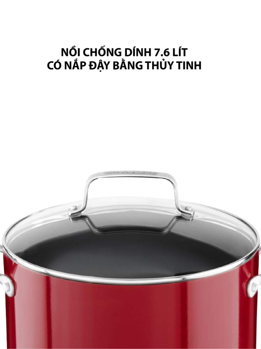 Nồi chống dính 7.6L KitchenAid có nắp đậy màu đỏ - KC2A80SCER