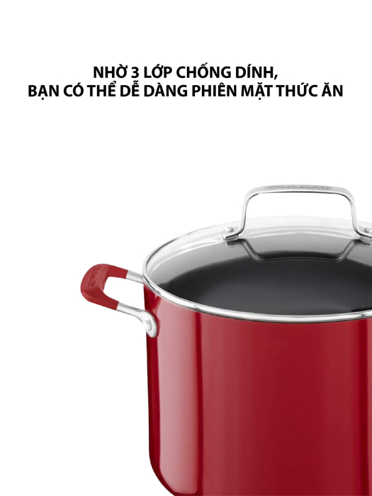 Nồi chống dính 7.6L KitchenAid có nắp đậy màu đỏ - KC2A80SCER
