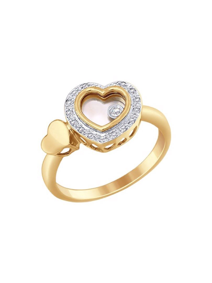 Nhẫn mạ vàng đính đá hình trái tim Sokolov size 16.5 1011655No1859