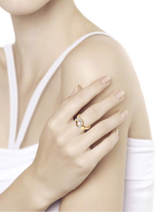 Nhẫn mạ vàng đính đá hình trái tim Sokolov size 16.5 1011655No1859
