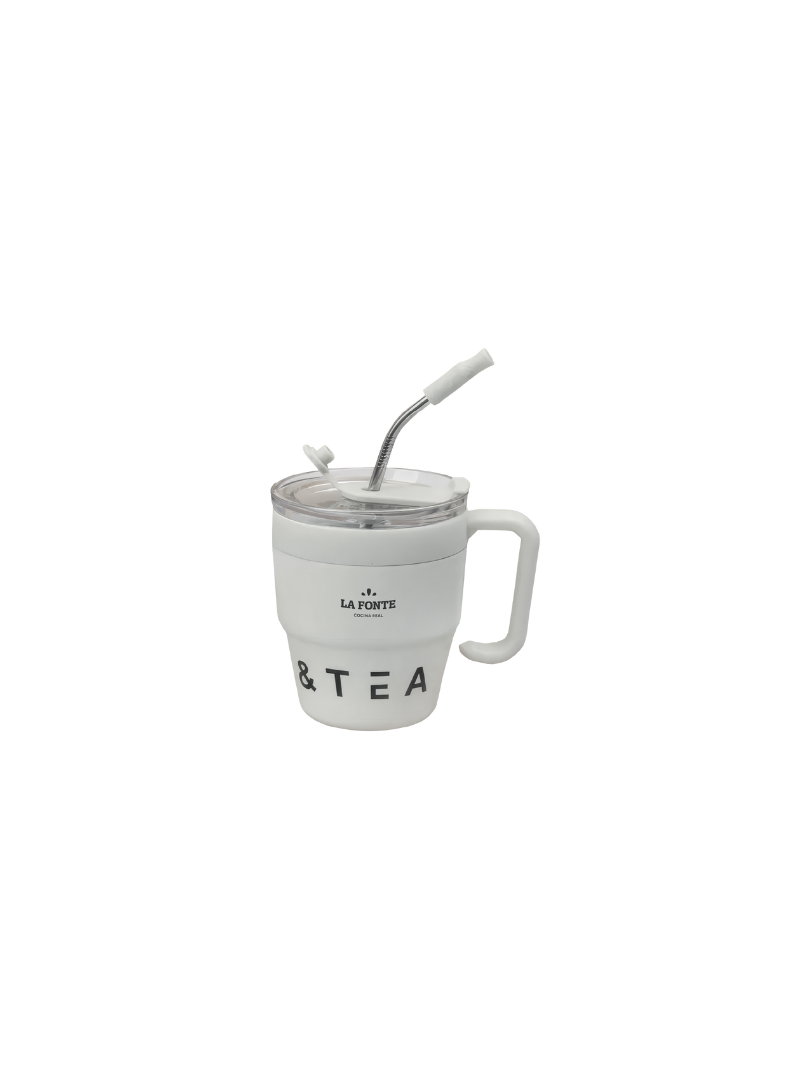 Cốc cà phê giữ nhiệt kèm ống hút inox Lafonte 480ML - 012782