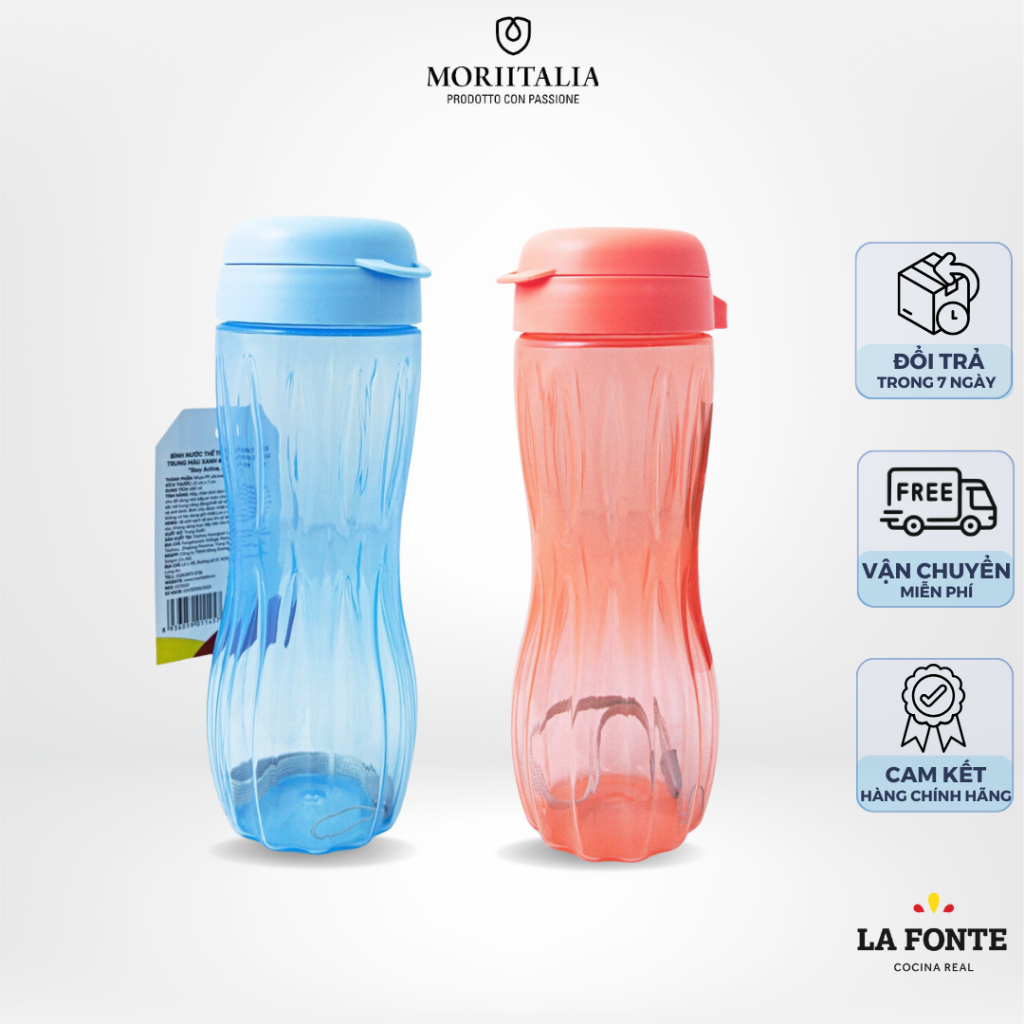 Bình nước thể thao trẻ trung LA FONTE 680ml Sport Bottle, Chất liệu PP an toàn sức khoẻ - Chính hãng MORIITALIA 011457