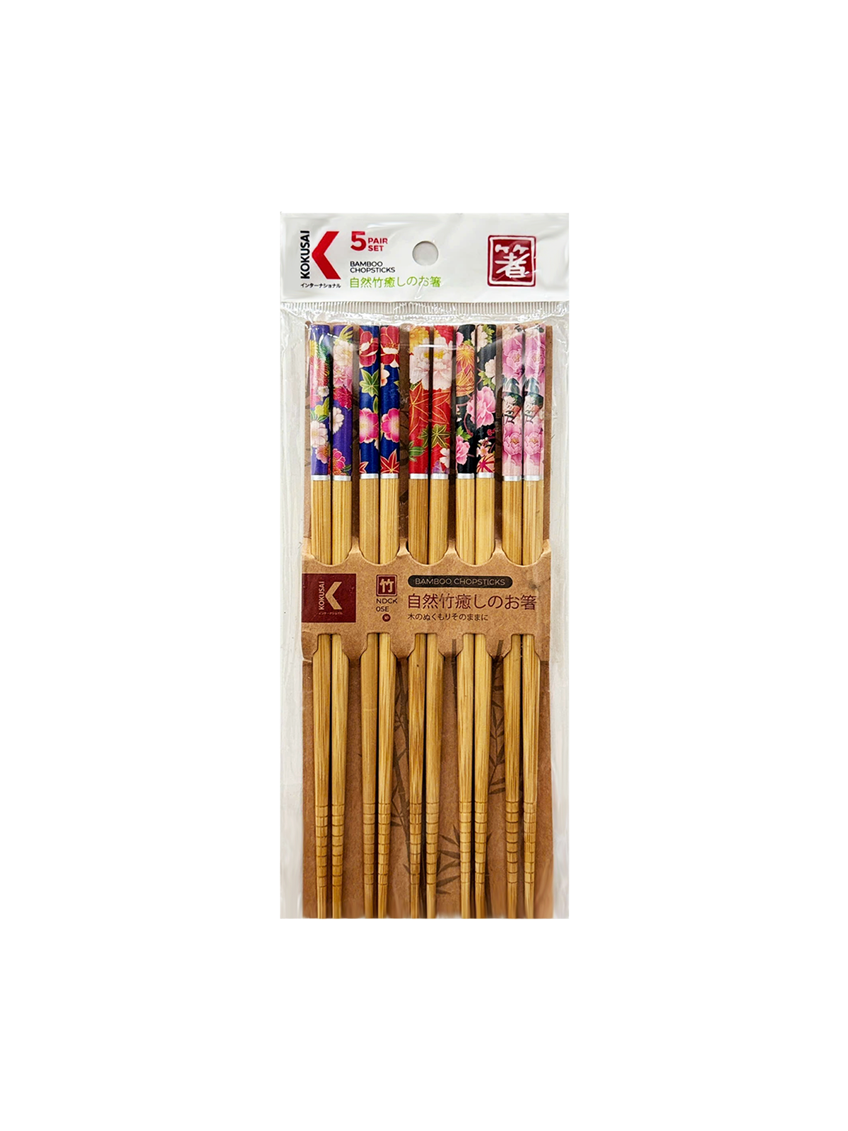 Đũa tre Nhật Bản vỉ 5 đôi Kokusai 22.5cm NDCK-05E