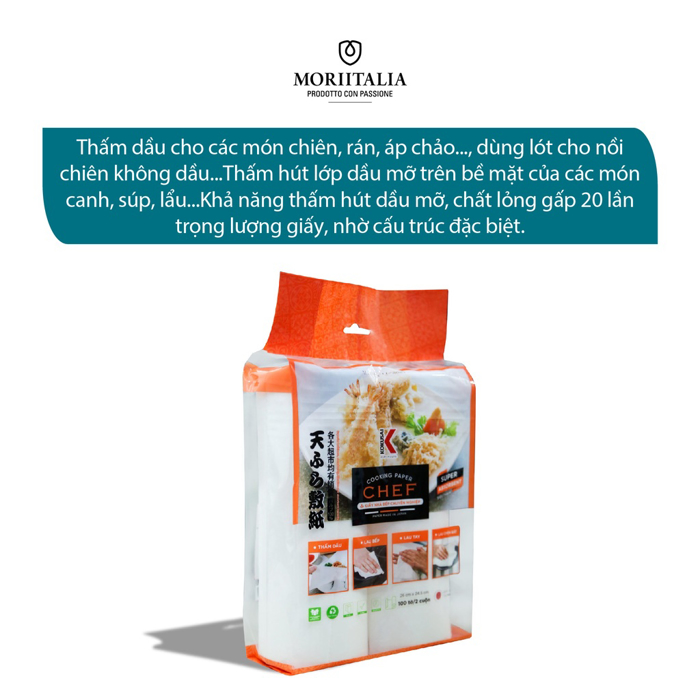 Giấy nhà bếp chuyên nghiệp Kokusai 26x24.5cm (100 tờ/2 cuộn) Moriitalia GTDD00002301