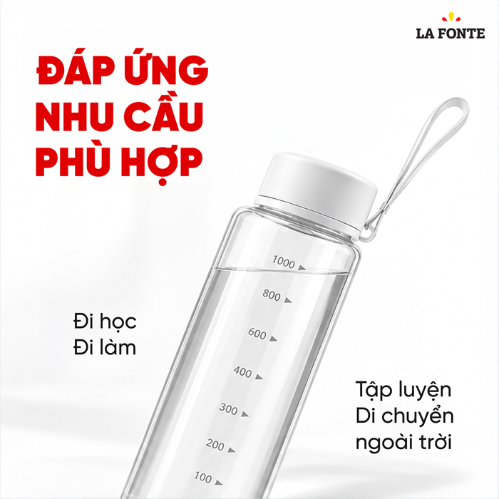 Bình Nước La Fonte 1000 ml Màu Trắng – Tiện Mang Theo Đồ Uống