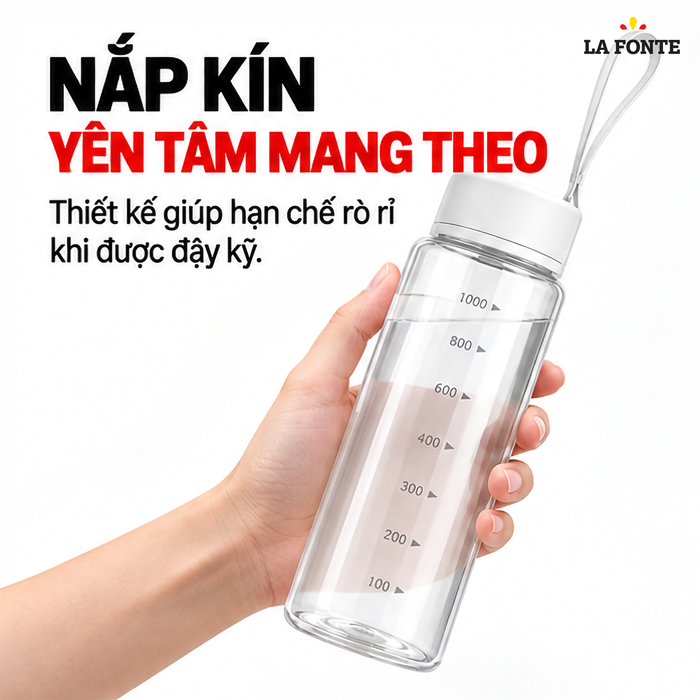 Bình Nước La Fonte 1000 ml Màu Trắng – Tiện Mang Theo Đồ Uống