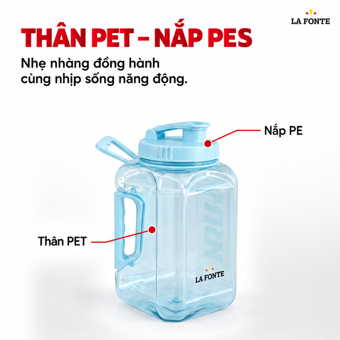 Bình Nước Thể Thao La Fonte 2400 ml Màu Xanh – Tiện Mang Theo Đồ Uống