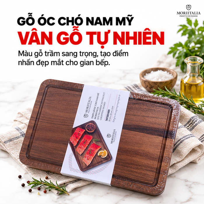 Thớt Gỗ Óc Chó Nam Mỹ Moriitalia 30 x 20 x 2 cm – Dùng Hai Mặt