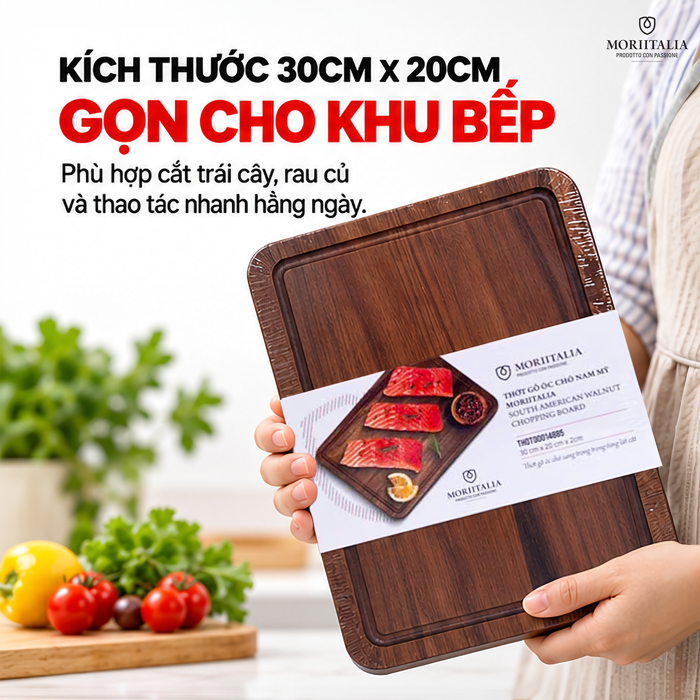 Thớt Gỗ Óc Chó Nam Mỹ Moriitalia 30 x 20 x 2 cm – Dùng Hai Mặt