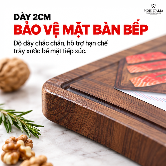 Thớt Gỗ Óc Chó Nam Mỹ Moriitalia 30 x 20 x 2 cm – Dùng Hai Mặt