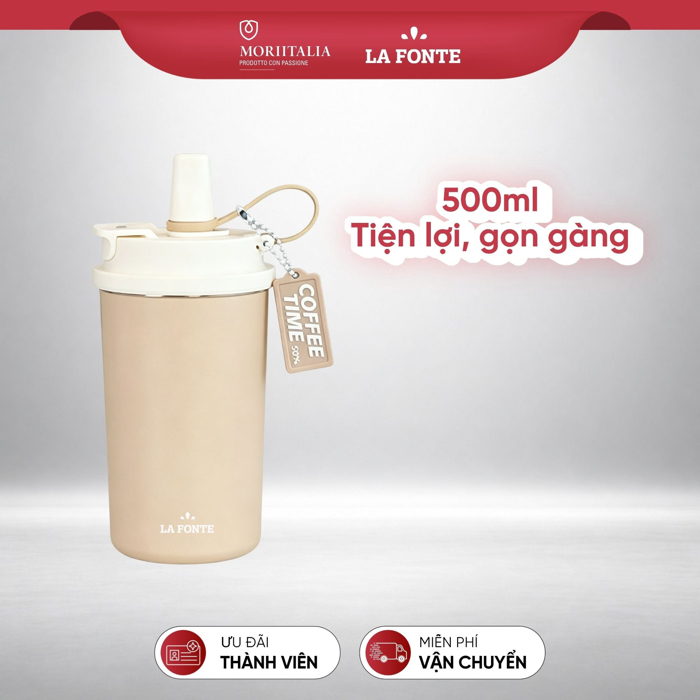 Cốc Giữ Nhiệt 500ml Inox 304 La Fonte Màu Trắng