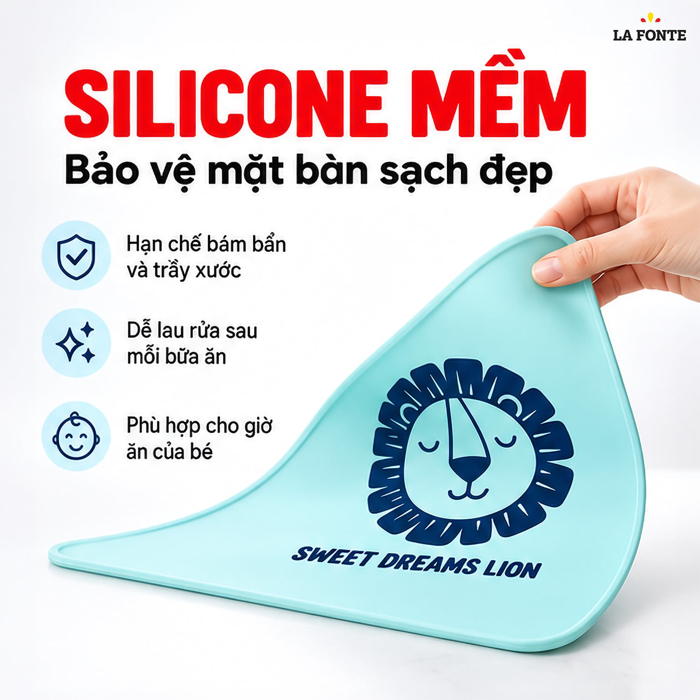 Tấm Lót Ăn Dặm La Fonte Hình Sư Tử-Xanh