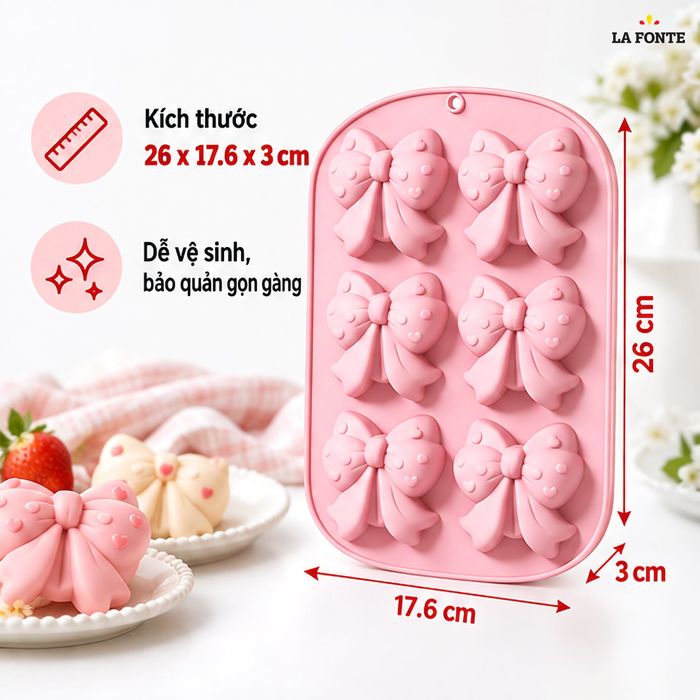 Khuôn Bánh Silicone La Fonte Hình Nơ