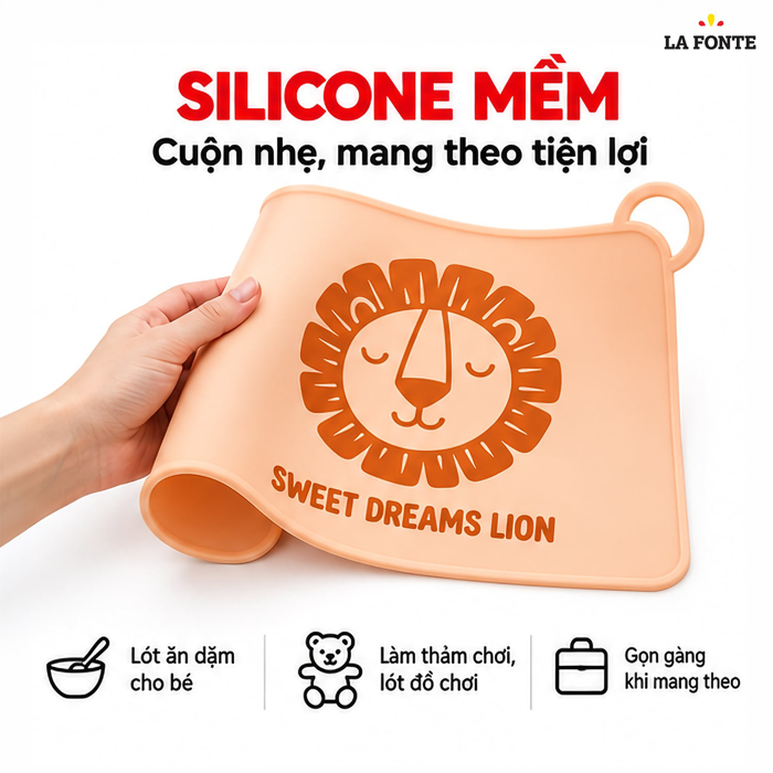 Tấm Lót Ăn Dặm La Fonte Hình Sư Tử-Cam