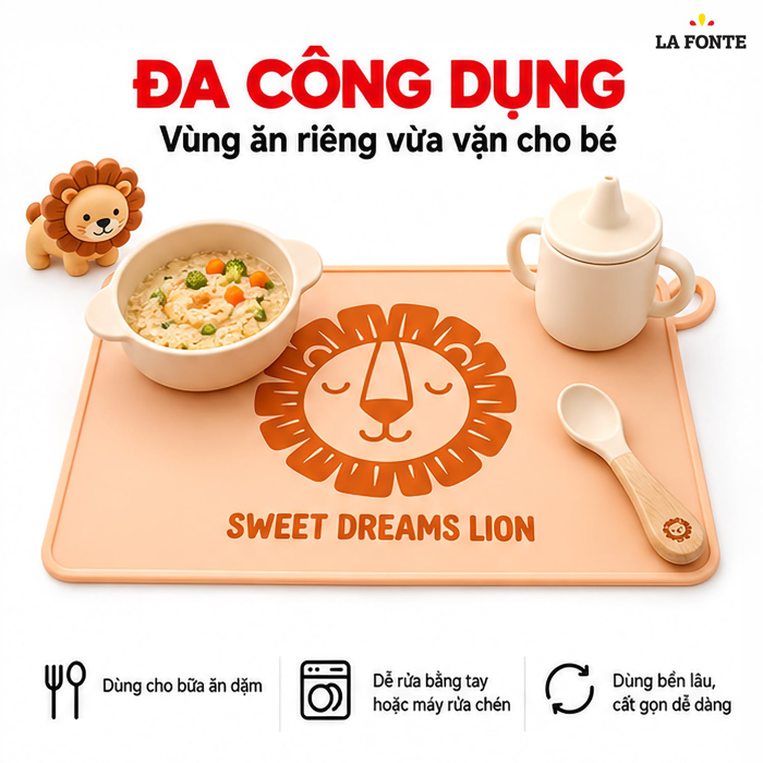 Tấm Lót Ăn Dặm La Fonte Hình Sư Tử-Cam