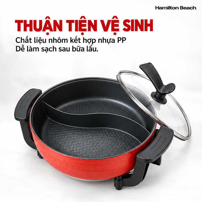 Nồi Lẩu Điện 2 Ngăn Hamilton Beach 5 L – Hai Ngăn Tiện Lợi