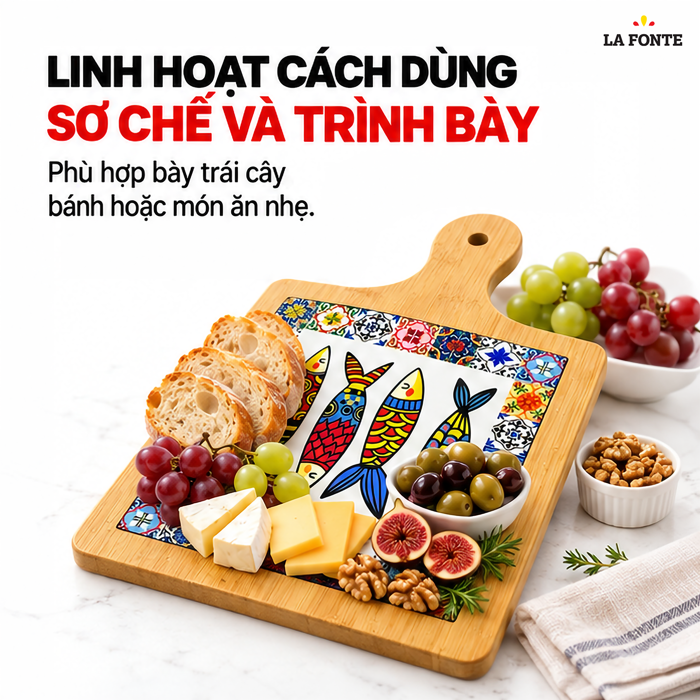 Thớt Tre Ceramic La Fonte Ngư Phúc 18.5 x 28.5 cm – Hai Mặt Tre Ceramic, Đa Năng