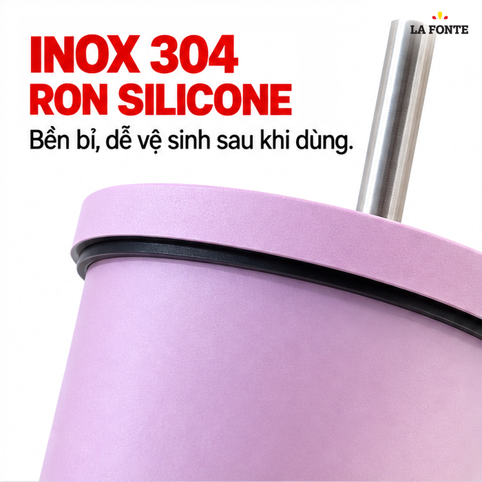 Ly Giữ Nhiệt Kèm Ống Hút Inox 304 La Fonte 710 ml Màu Hồng – Kèm Ống Hút Tiện Dụng