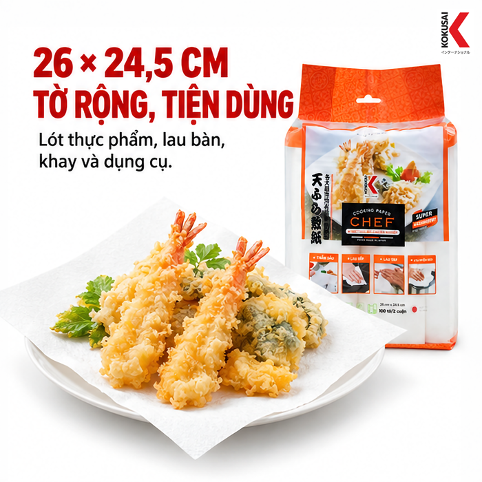 Giấy Nhà Bếp Kokusai 26 x 24.5 cm, 2 Cuộn – Thấm Hút Và Lau Dọn Tiện Lợi