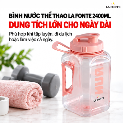Bình Nước Thể Thao La Fonte 2400 ml Màu Hồng – Tiện Mang Theo Đồ Uống