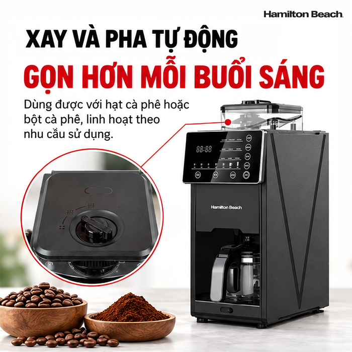 Máy Xay Pha Cà Phê 2 Trong 1 Hamilton Beach – Xay Pha Tự Động