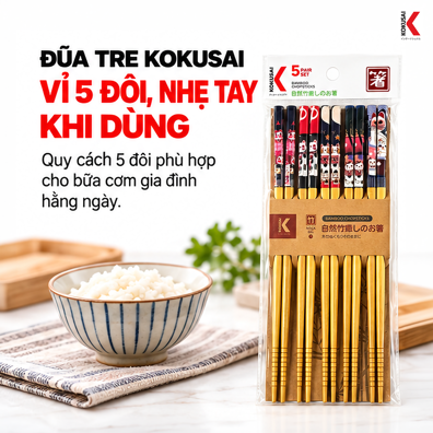 Đũa Tre Kokusai 22.5 cm – Tiện Dùng Trong Bữa Ăn