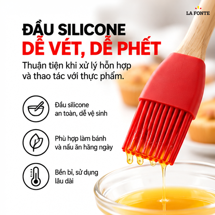 Bộ Dụng Cụ Làm Bánh Silicone La Fonte 5 Món – Trộn, Đánh, Phết Trong Một Bộ