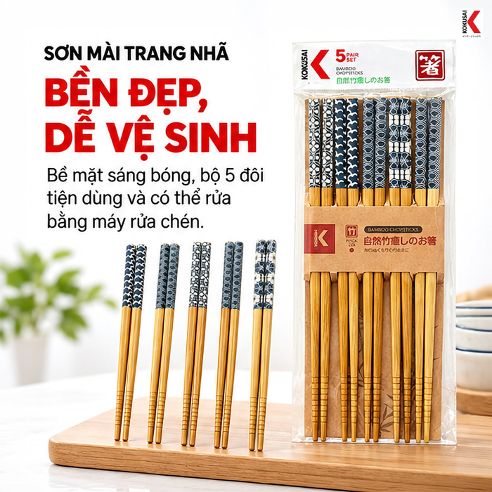 Đũa Tre Kokusai Vỉ 5 Đôi – Tiện Dùng Trong Bữa Ăn