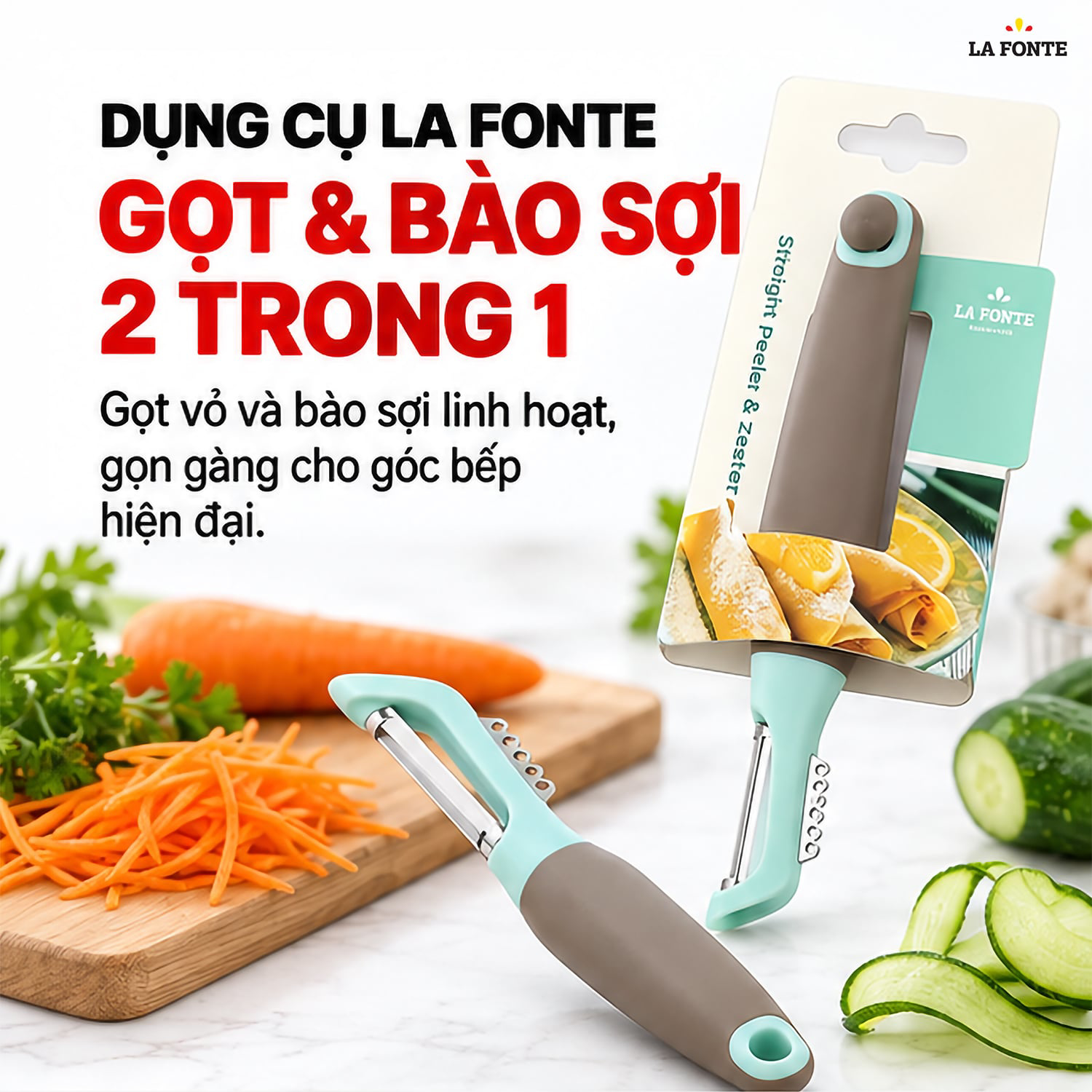 Dụng Cụ Gọt Và Bào Sợi Inox 420 La Fonte 18 x 3 x 2.5 cm – Gọt Bào Đa Năng