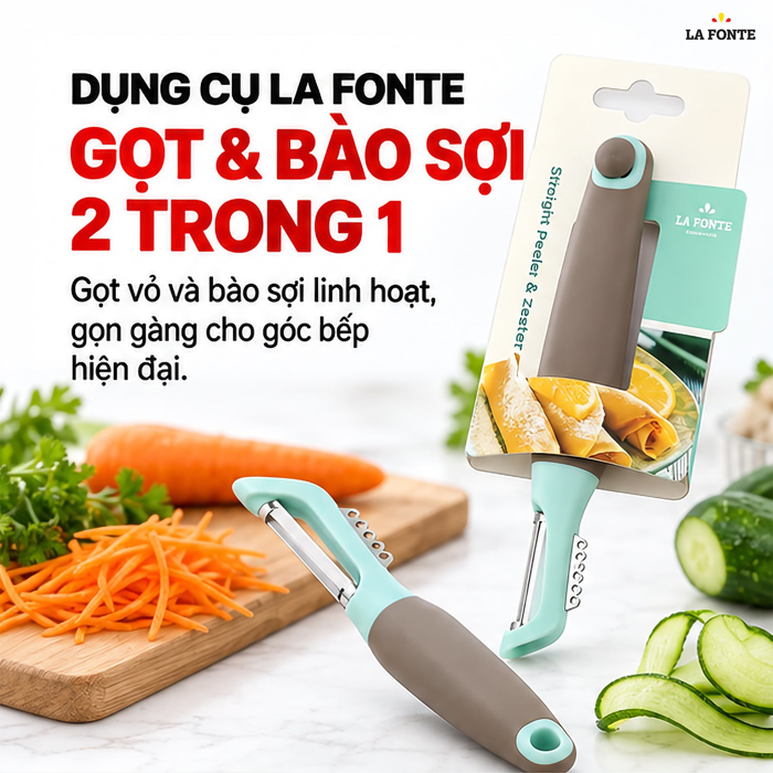 Dụng Cụ Gọt Và Bào Sợi Inox 420 La Fonte 18 x 3 x 2.5 cm – Gọt Bào Đa Năng