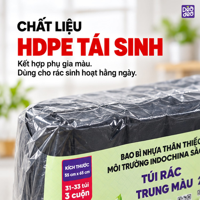 Túi Rác Deodeo 55 x 65 cm Màu Đen – Tiện Phân Loại Rác Sinh Hoạt