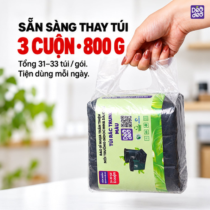 Túi Rác Deodeo 55 x 65 cm Màu Đen – Tiện Phân Loại Rác Sinh Hoạt