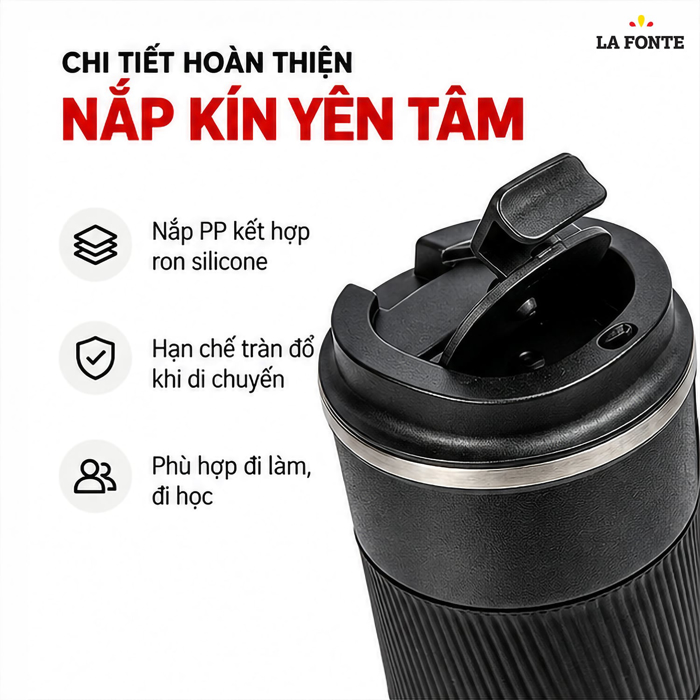 Ly Giữ Nhiệt La Fonte 510 ml Màu Đen – Giữ Nóng Lạnh Tiện Lợi