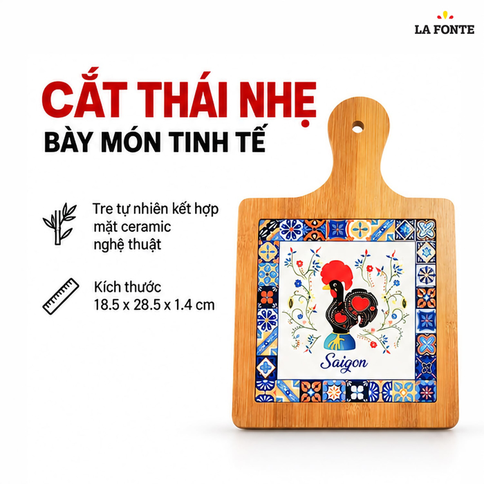 Thớt Tre Ceramic La Fonte Kê Vũ 18.5 x 28.5 cm – Hai Mặt Tre Ceramic, Đa Năng