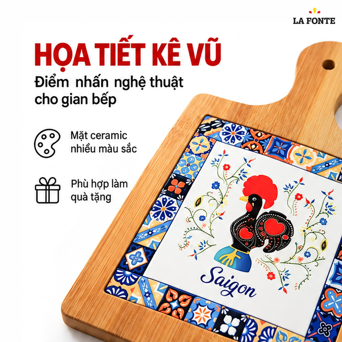 Thớt Tre Ceramic La Fonte Kê Vũ 18.5 x 28.5 cm – Hai Mặt Tre Ceramic, Đa Năng