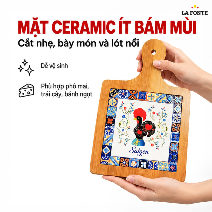 Thớt Tre Ceramic La Fonte Kê Vũ 18.5 x 28.5 cm – Hai Mặt Tre Ceramic, Đa Năng