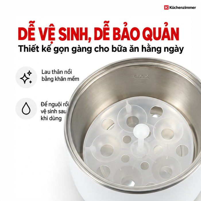 Nồi Lẩu Điện Đa Năng Kuchenzimmer 800 ml, Màu Trắng – Nhỏ Gọn Đa Năng