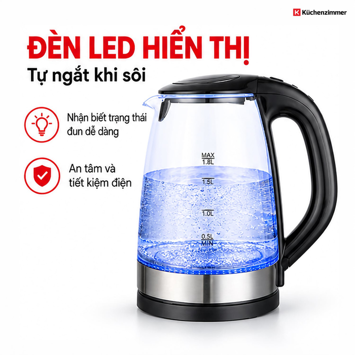 Ấm Đun Nước Kuchenzimmer 1.8 L – Dẫn Nhiệt Nhanh