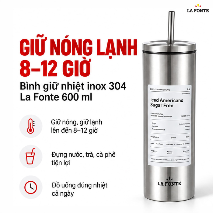 Bình Giữ Nhiệt La Fonte 600 ml – Giữ Nhiệt 8 - 12 Giờ