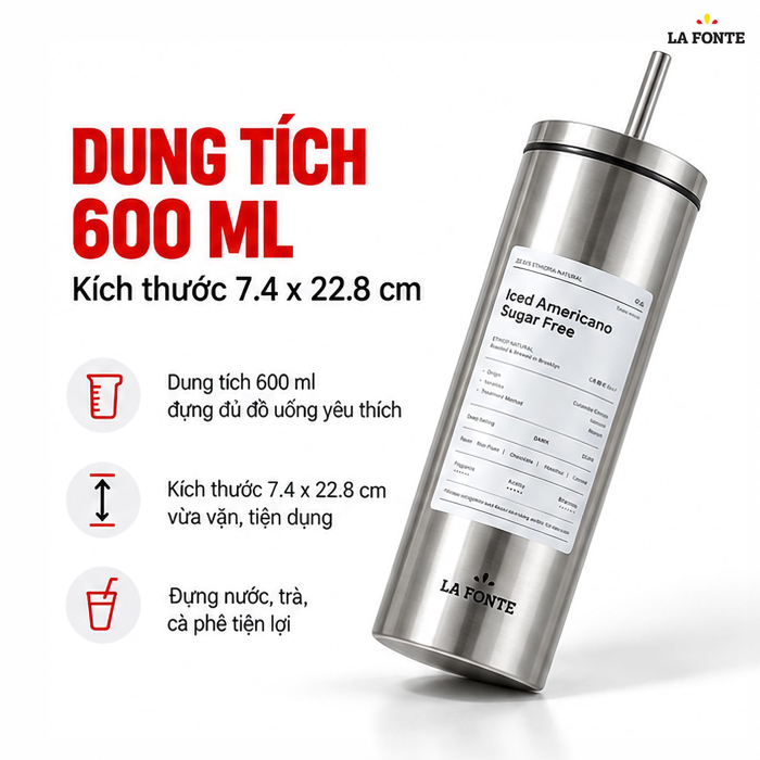 Bình Giữ Nhiệt La Fonte 600 ml – Giữ Nhiệt 8 - 12 Giờ