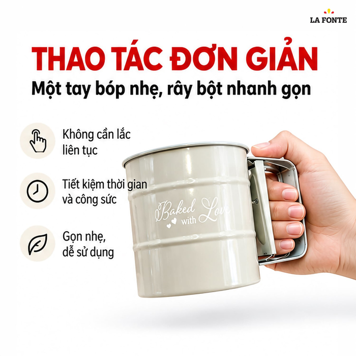 Cốc Rây Bột Cầm Tay 430 Inox La Fonte – Bền Bỉ Chống Gỉ