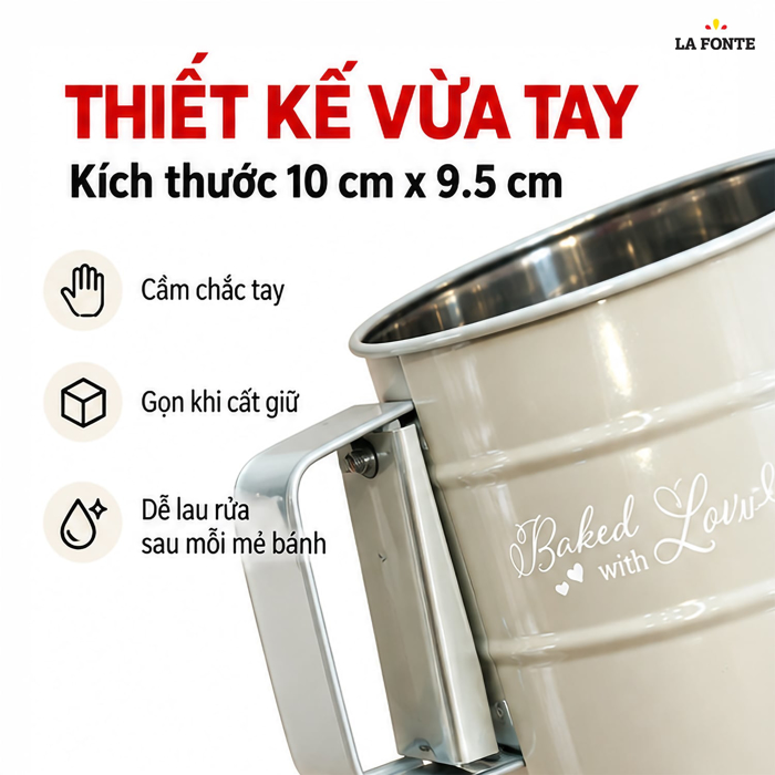 Cốc Rây Bột Cầm Tay 430 Inox La Fonte – Bền Bỉ Chống Gỉ