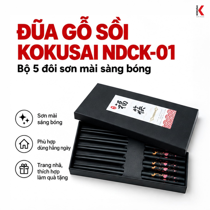 Đũa Gỗ Kokusai Vỉ 5 Đôi – Tiện Dùng Trong Bữa Ăn