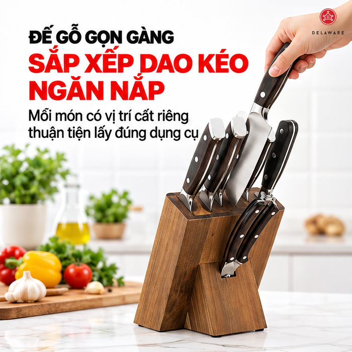 Bộ Dao Delaware 8 Món – Thép Không Gỉ, Độ Bền Cao