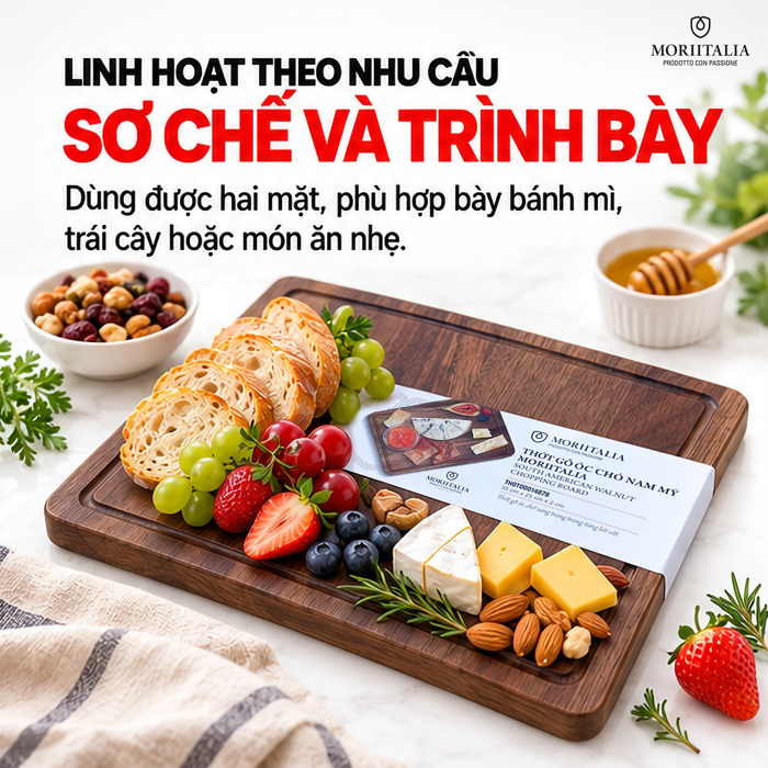 Thớt Gỗ Óc Chó Nam Mỹ Moriitalia 35 x 25 x 2 cm – Dùng Hai Mặt