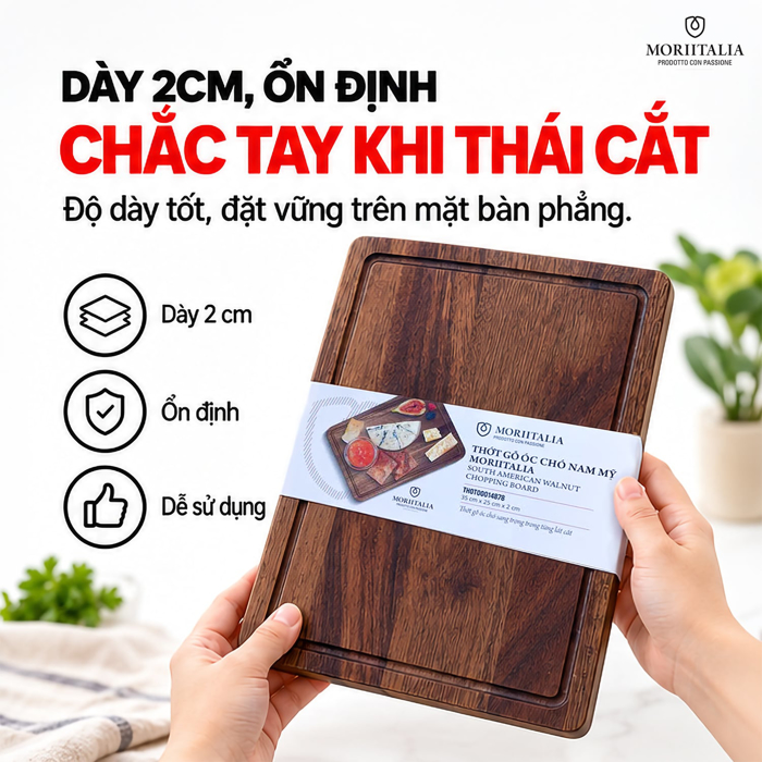 Thớt Gỗ Óc Chó Nam Mỹ Moriitalia 35 x 25 x 2 cm – Dùng Hai Mặt